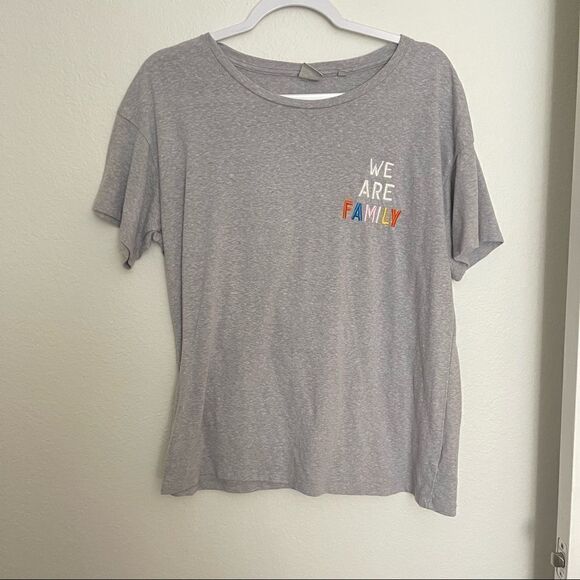Junk Food Gray Graphic “We Are Family” Cotton Blend Tee Size Medium - Picture 1 of 5